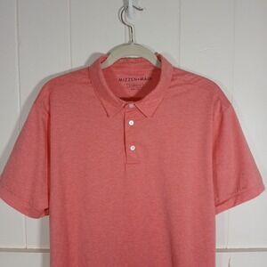 Mizzen+Main Mens XL Trim Short Sleeve Polo Shirt Coral Pink Heather 1KS-0255